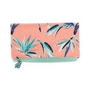 🌺 Rachel Pally Tropical Pastel Turquoise Reversible Foldover Clutch